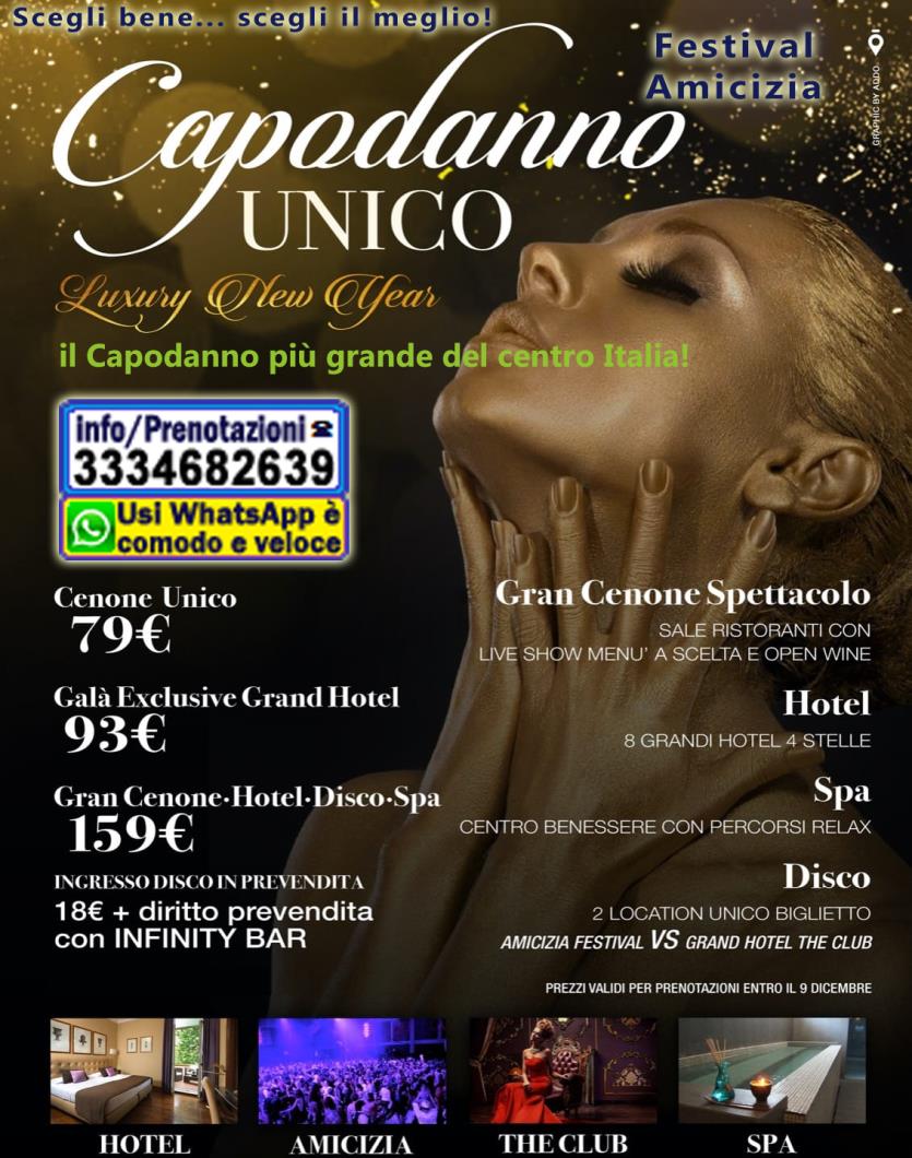 Evento IL <u>CAPODANNO AMICIZIA</u> <i>UNICO</i> a Pescara